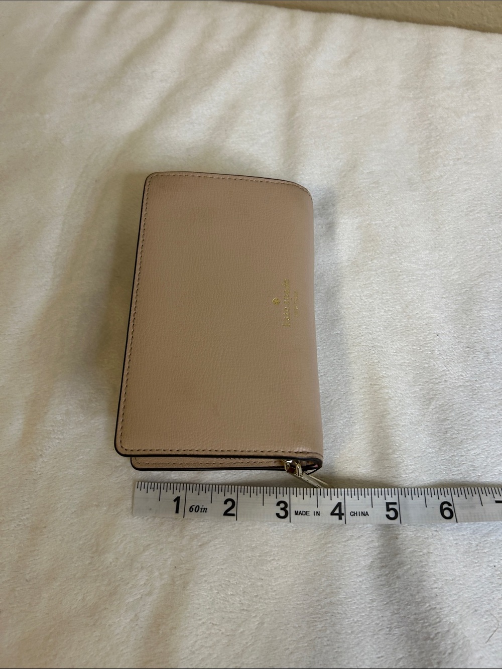 kate spade Blush Taupe Leather Zip-Around Wallet with Gold Spade Logo - Picture 7 of 8